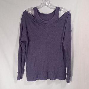 Saturday Sunday by Anthropologie Blue Cold Shoulder Short Sleeve Sweater Size L